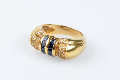 Bague saphir diamant en or jaune 18 carats 2