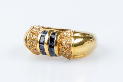 Bague saphir diamant en or jaune 18 carats 2