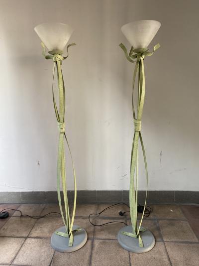 Sergio Terzani - paire de lampadaires avec étiquette d’origine. verre de murano 2