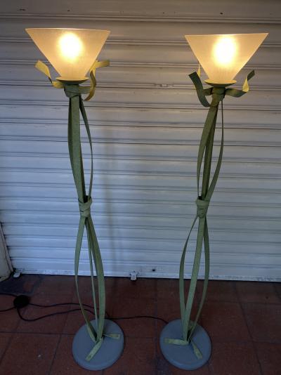 Sergio Terzani - paire de lampadaires avec étiquette d’origine. verre de murano 2