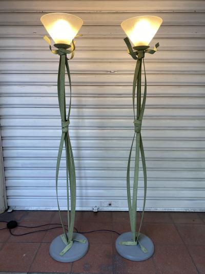 Sergio Terzani - paire de lampadaires avec étiquette d’origine. verre de murano 2