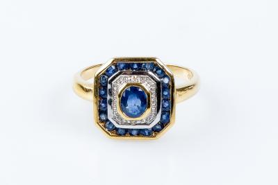 Bague saphir diamant en or jaune 18 carats 2