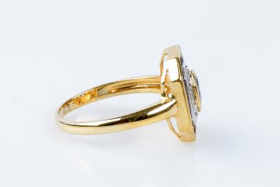 Bague saphir diamant en or jaune 18 carats 2