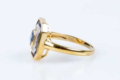 Bague saphir diamant en or jaune 18 carats 2