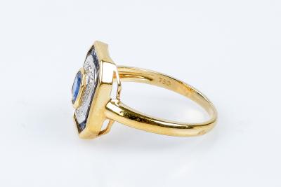 Bague saphir diamant en or jaune 18 carats 2