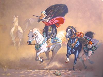 Hocine Ziani - Cavalcade - Lithographie originale 2