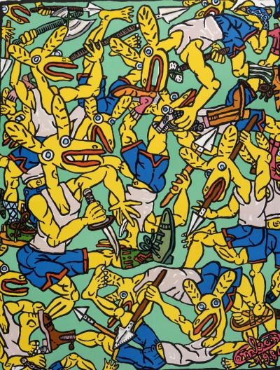 Robert COMBAS - Les lapins jaunes, 1984 - Large original lithograph (Hand-signed!) 2