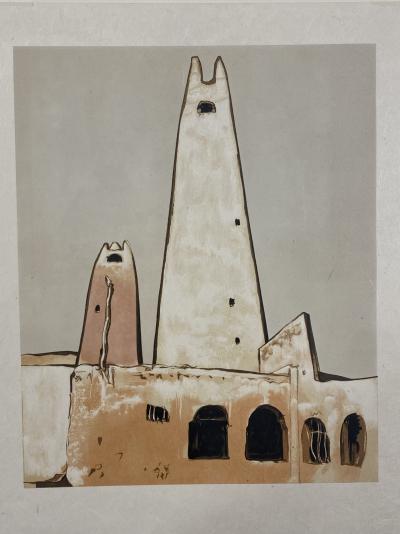 Paul Elie Dubois - Musée de Ghardaïa l’ancien minaret - Gravure sur bois sur parchemin 2