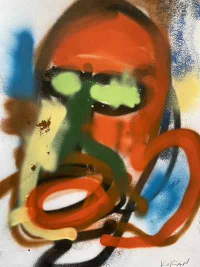 KOKIAN - Visage masque - Technique mixte sur papier Canson 2