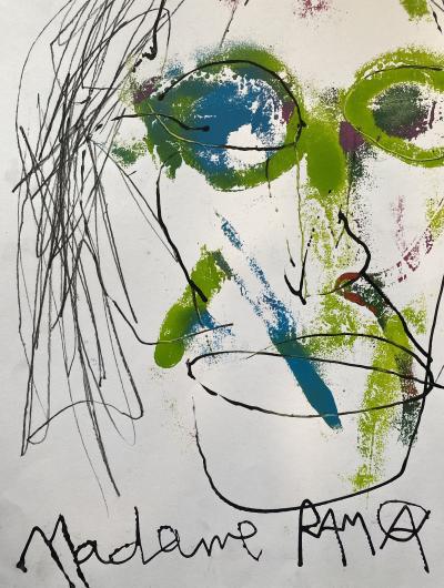 KOKIAN - Madame RAMA - Technique mixte sur papier Canson 2