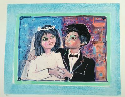 Paul AIZPIRI - Les mariés - Lithographie originale en couleurs 2