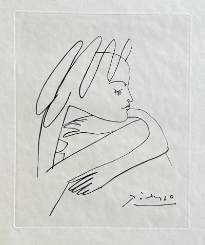 Pablo Picasso - Femme de profil, 1954 - Gravure signée dans la planche 2