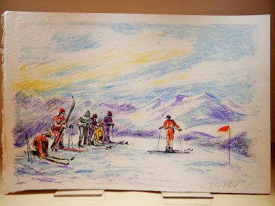 Georges YOLDJOGLOU - Le ski, 1996, Lithographie 2