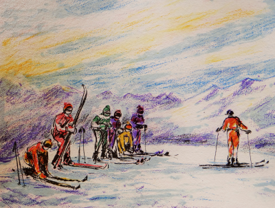 Georges YOLDJOGLOU - Le ski, 1996, Lithographie 2