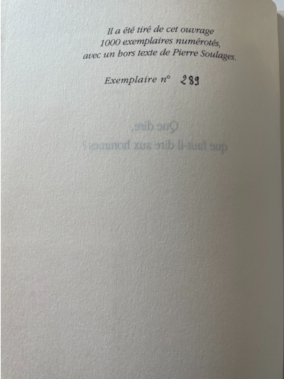 PIERRE SOULAGES - Que dire, que faut-il dire aux hommes, 1991 - Lithographie et livre 2