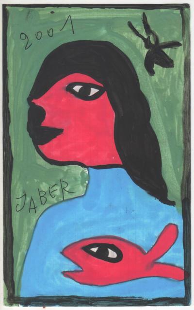 JABER - femme de profil - Peinture acrylique sur papier 2