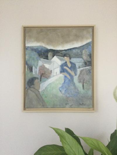 Pierre VAUTHEY - Couple dans un paysage - Huile sur toile signée 2