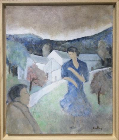 Pierre VAUTHEY - Couple dans un paysage - Huile sur toile signée 2