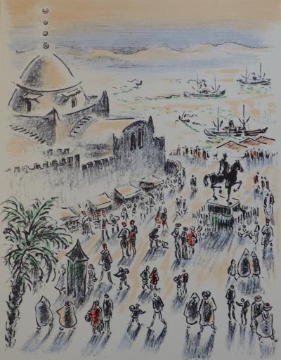 André HAMBOURG - Le marché, 1980 - Lithographie originale 2
