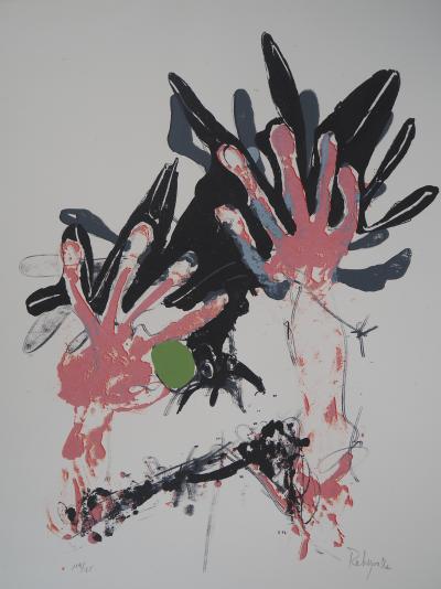Paul REBEYROLLE - Les Mains : Corbeau saisi en vol - Lithographie originale, signée au crayon 2