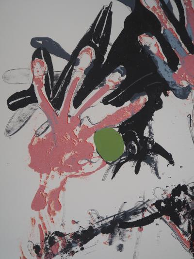 Paul REBEYROLLE - Les Mains : Corbeau saisi en vol - Lithographie originale, signée au crayon 2