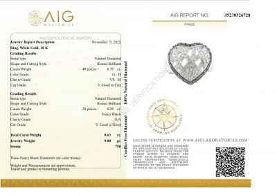 Bague coeur diamant en or blanc 18 carats ornée de 77 diamants 2