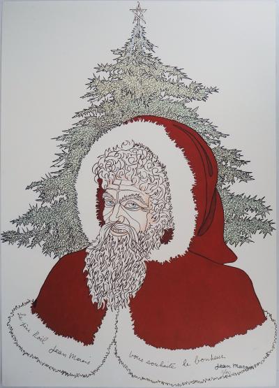 Jean MARAIS - Père Noël - Lithographie en couleurs Signée 2
