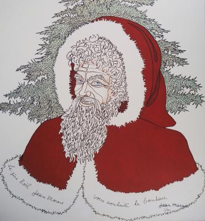 Jean MARAIS - Père Noël - Lithographie en couleurs Signée 2