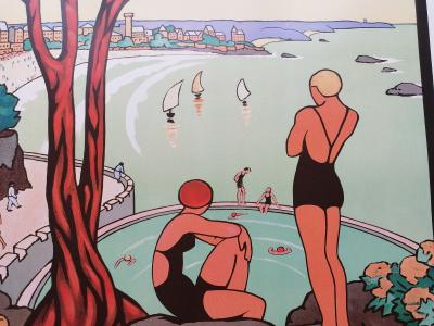 Yves Ja (d’après) - Bretagne, Dinard, plage de l’Ecluse - Affiche 2