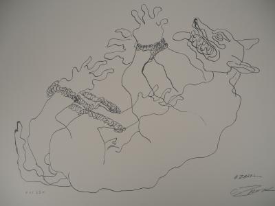 Ossip ZADKINE : Mythologie Cerbère capturé - Lithographie originale signée 2