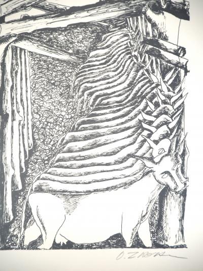 Ossip ZADKINE : Mythologie : Hercule et les écuries d'Augias- Lithographie originale signée 2