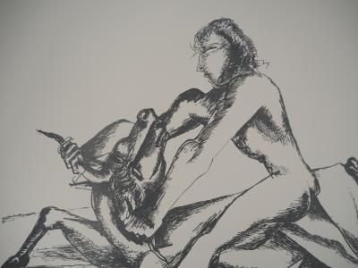 Ossip ZADKINE : Mythologie Hercule et le Taureau du roi de Crète - Lithographie originale signée 2