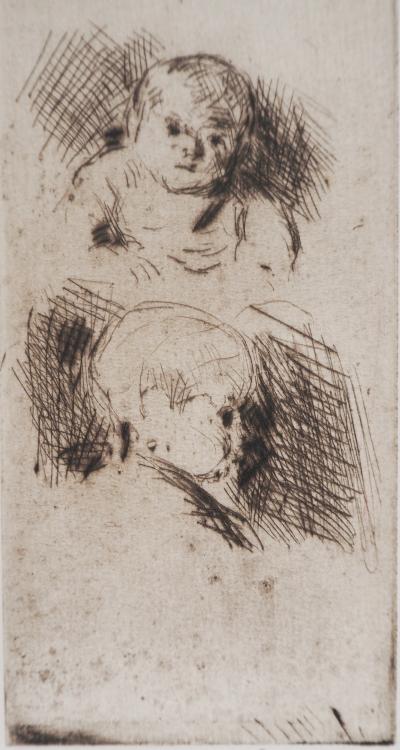 Maximilien LUCE La Fratrie (Study of four children) Circa 1890 - Original engraving 2