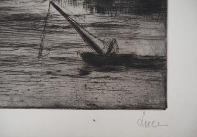 Maximilien LUCE - Vue du port de Rotterdam Vers 1890-1895 - Gravure originale signée 2