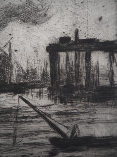 Maximilien LUCE - Vue du port de Rotterdam Vers 1890-1895 - Gravure originale signée 2