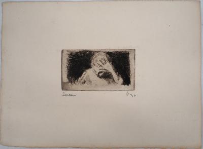 Maximilien LUCE - Enfant à l'étude Vers 1890 - Gravure originale signée 2