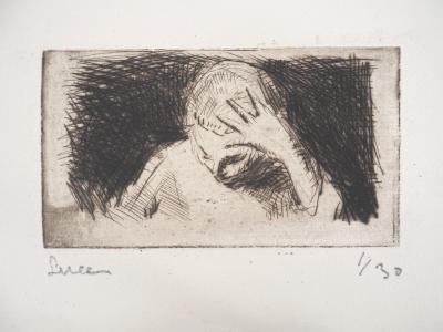 Maximilien LUCE - Enfant à l'étude Vers 1890 - Gravure originale signée 2