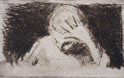 Maximilien LUCE - Enfant à l'étude Vers 1890 - Gravure originale signée 2