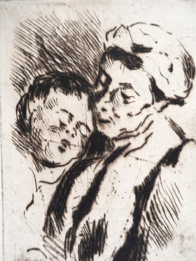 Maximilien LUCE - Tendresse entre la grand-mère et l'enfant - Gravure originale signée 2