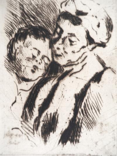 Maximilien LUCE - Tendresse entre la grand-mère et l'enfant - Gravure originale signée 2