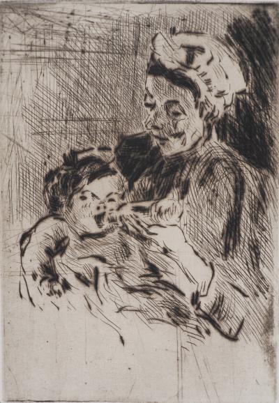Maximilien LUCE - La Nourrice et le nouveau-né Vers 1890 - Gravure originale signée 2