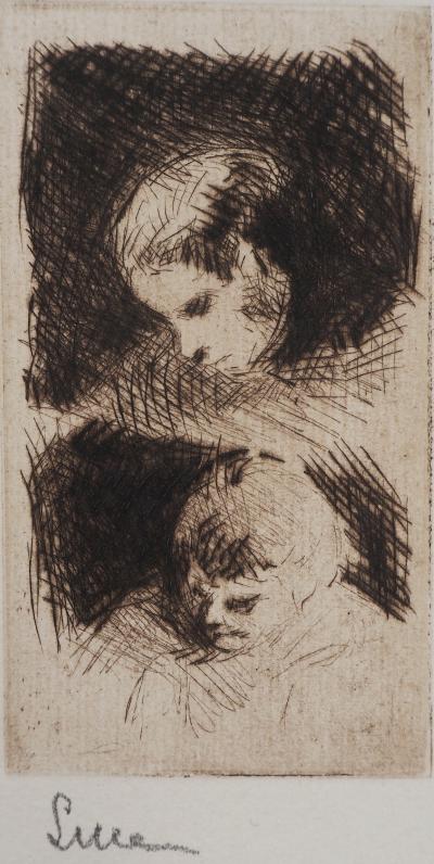 Maximilien LUCE - Etude d'un jeune enfant Vers 1890 - Gravure originale signée 2