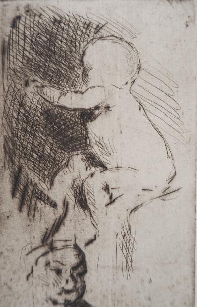 Maximilien LUCE - Etude d'un nourrisson Vers 1890 - Gravure originale signée 2