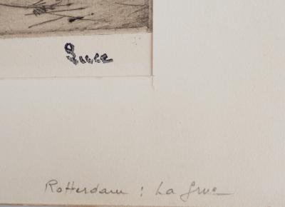 Maximilien LUCE - Rotterdam : La grue (Marine)  Vers 1890 - Gravure originale signée 2