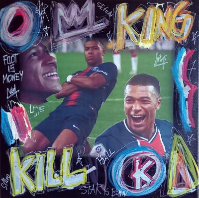 SPACO - KING KILL Mbappe , 2022 - Technique mixte signée 2