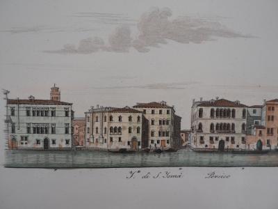 Dionisio MORETTI : Venise, Grand Canal - Gravure originale rehaussée à l’aquarelle, 1831 2