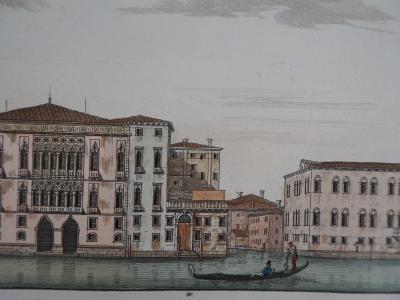 Dionisio MORETTI : Venise, Grand Canal - Gravure originale rehaussée à l’aquarelle, 1831 2