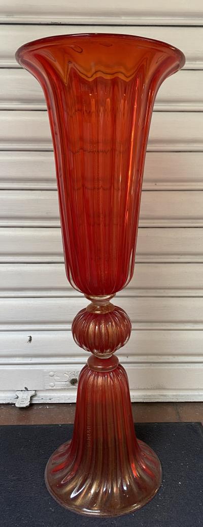 Paire de vases rouges en verre de Murano 2