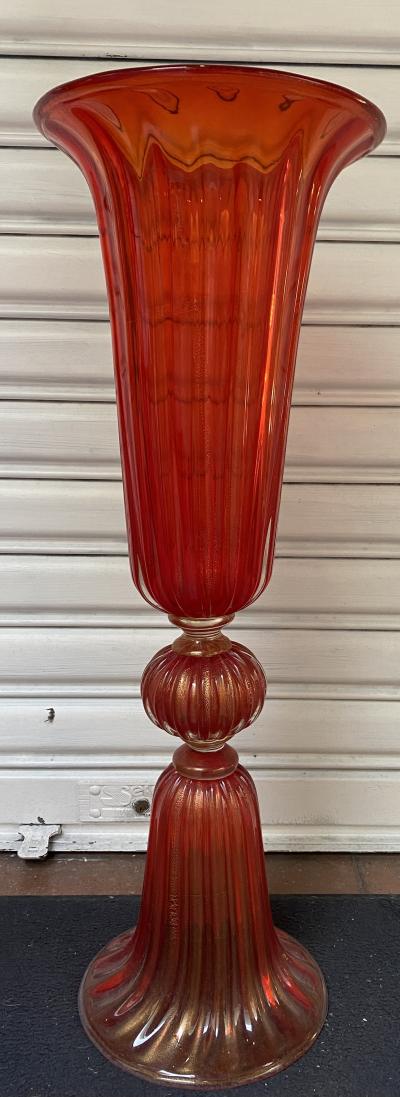 Paire de vases rouges en verre de Murano 2