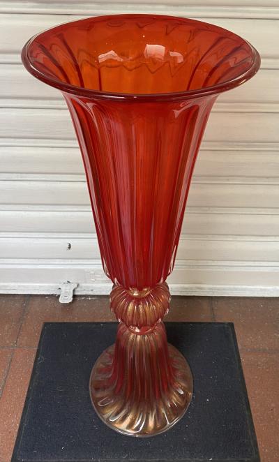 Paire de vases rouges en verre de Murano 2